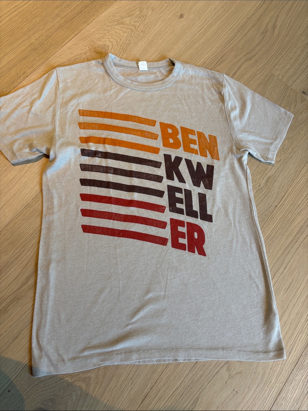 Graphic Tee - Light Gray with Orange, Brown, Red Print